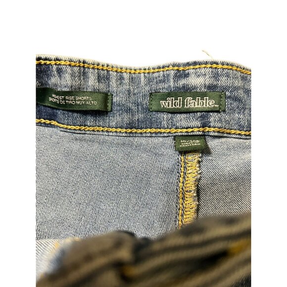 Wild Fable Denim Highest Rise Bootie Shorts Flat Front Booty Jeans Shortie Sz 10 - Picture 4 of 4